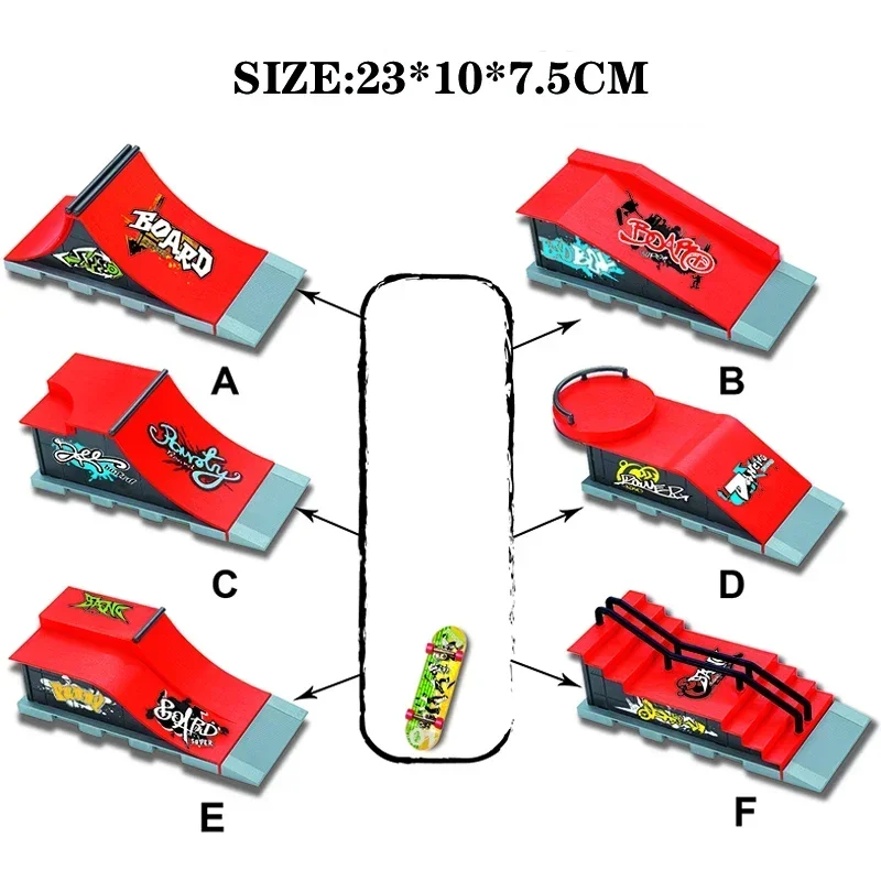 Patinetas de dedo 6 en 1, piezas de rampa de parque de patín DIY para cubierta técnica, conjunto de combinación de lugar de escena para niños, juguete interior para el hogar