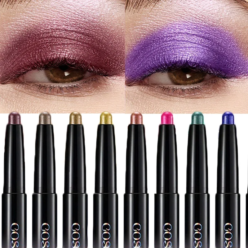 Lápiz de sombra de ojos marrón oscuro ahumado, resistente al agua, perlado, 10 colores, brillo metálico, lápiz iluminador, herramienta de maquillaje