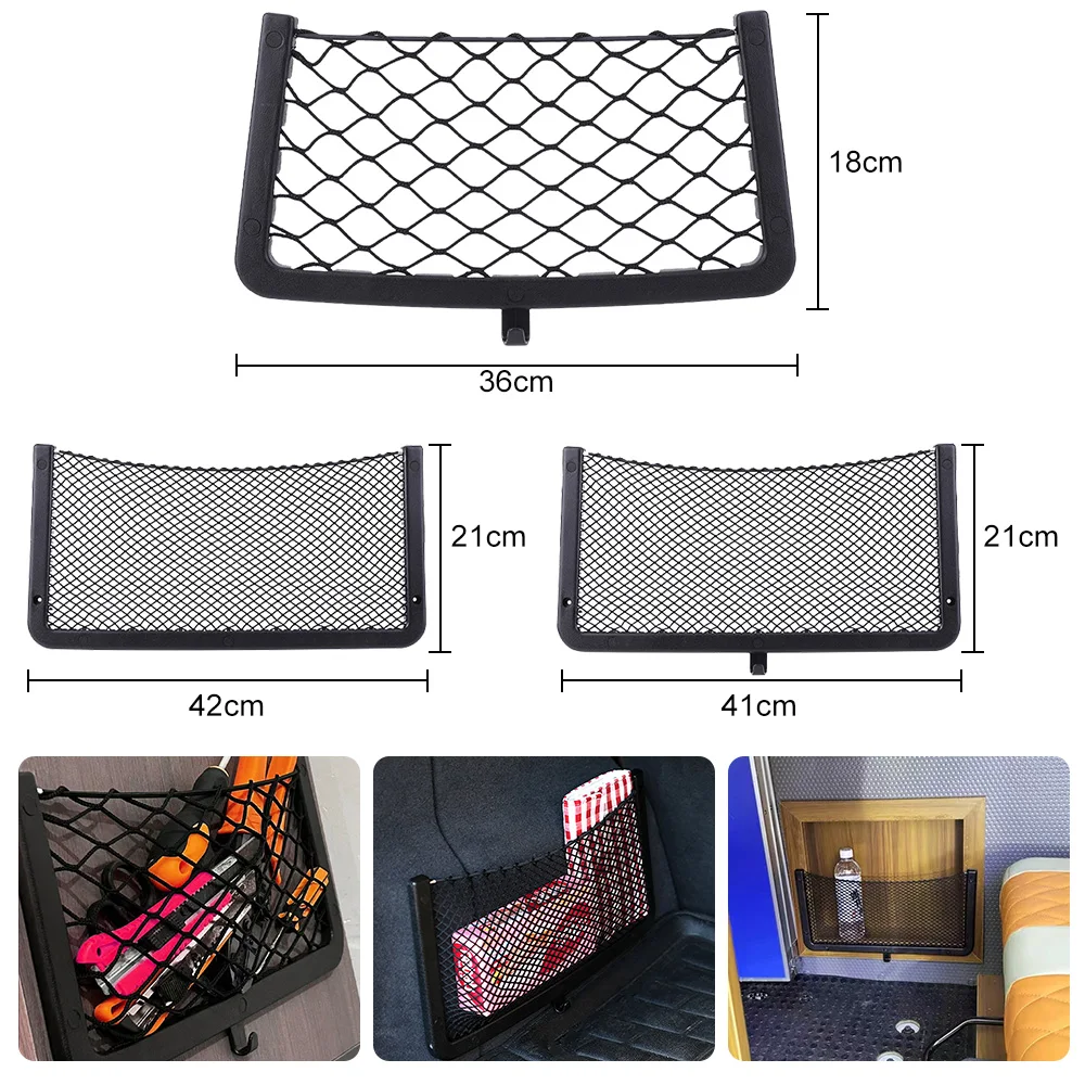 Elastic Net Cargo Mesh Net Caravan Bus Vehicle Seat Back Organizer Bus Seat Back Mount Organizer for Bus Camper SUV Vehicle RV