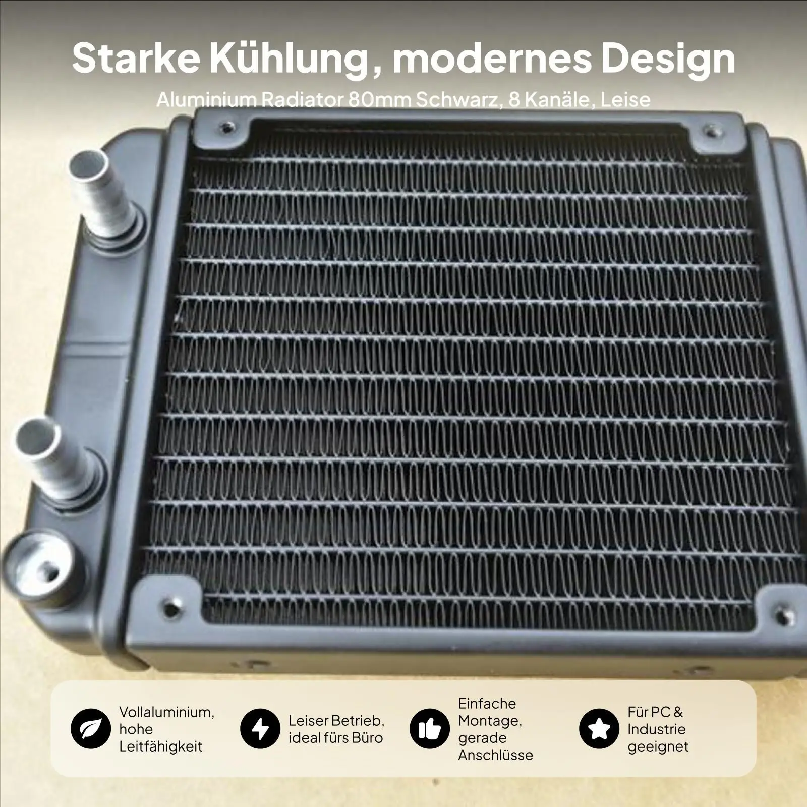80mm Radiator Aluminum 8 Straight Treaded for Computer Liquid Cooling