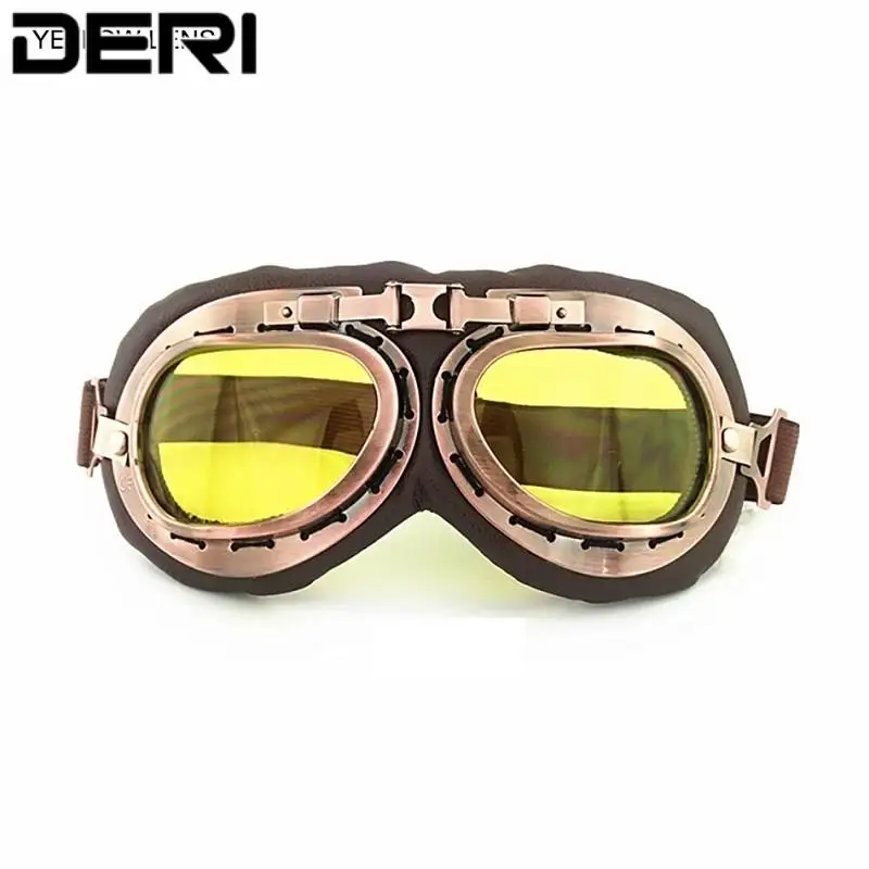 

Motorcycle Goggles Yellow Lens Windproof Sunglass Eye Protection Cover For Riding Skiing Surfing Foam Padding Retro Glasses