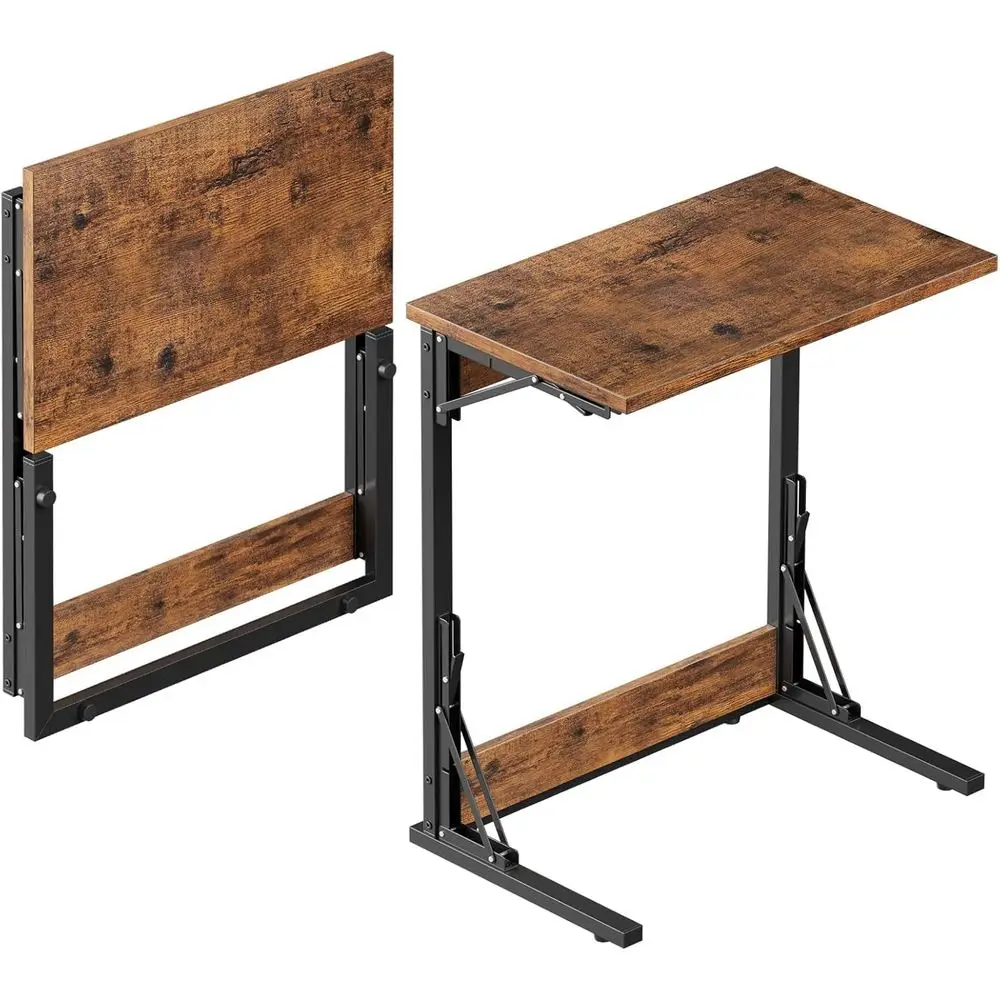 

TV Tray Table Set of 2, 24 Wide C-Shaped End Table or Couches, Small Couch Side C Table, Slide Under Sofa Tray Arm Table or Livi