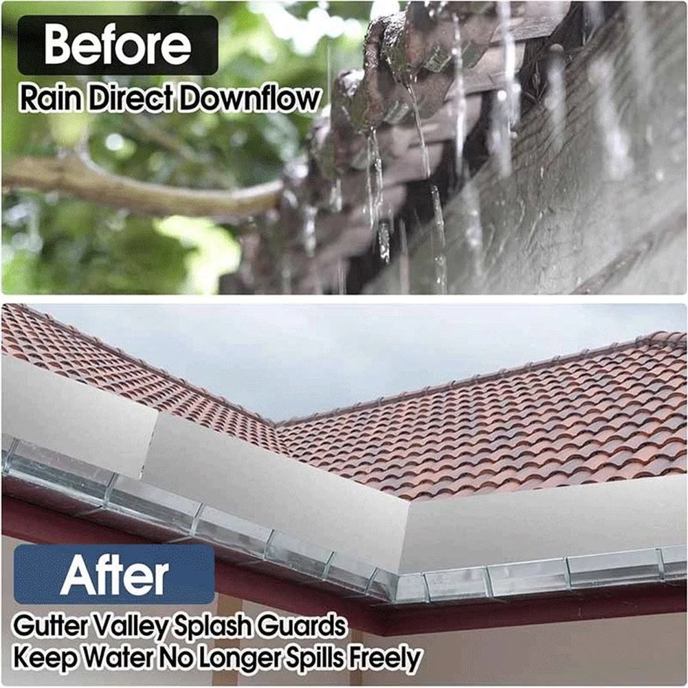 2/4/6PCS Downpipe Rainwater Deflection Plate Ditch Splash Guard Sink Guard Panel For Roof Valley Water Diverter Prevents Rain