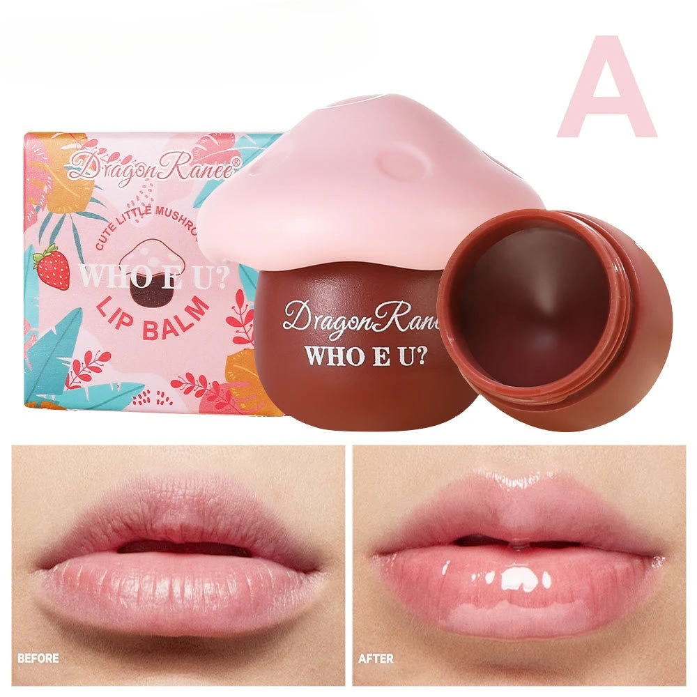 キノコリップバーム かわいいデザイン ピンクティント 保湿リップグロス フルーツフレーバー 天然成分 女性用 乾燥した唇のための毎日のケア