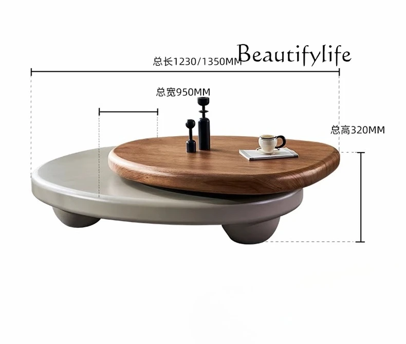 

Italian light luxury design round coffee table height combination high sense of art creative living room coffee table