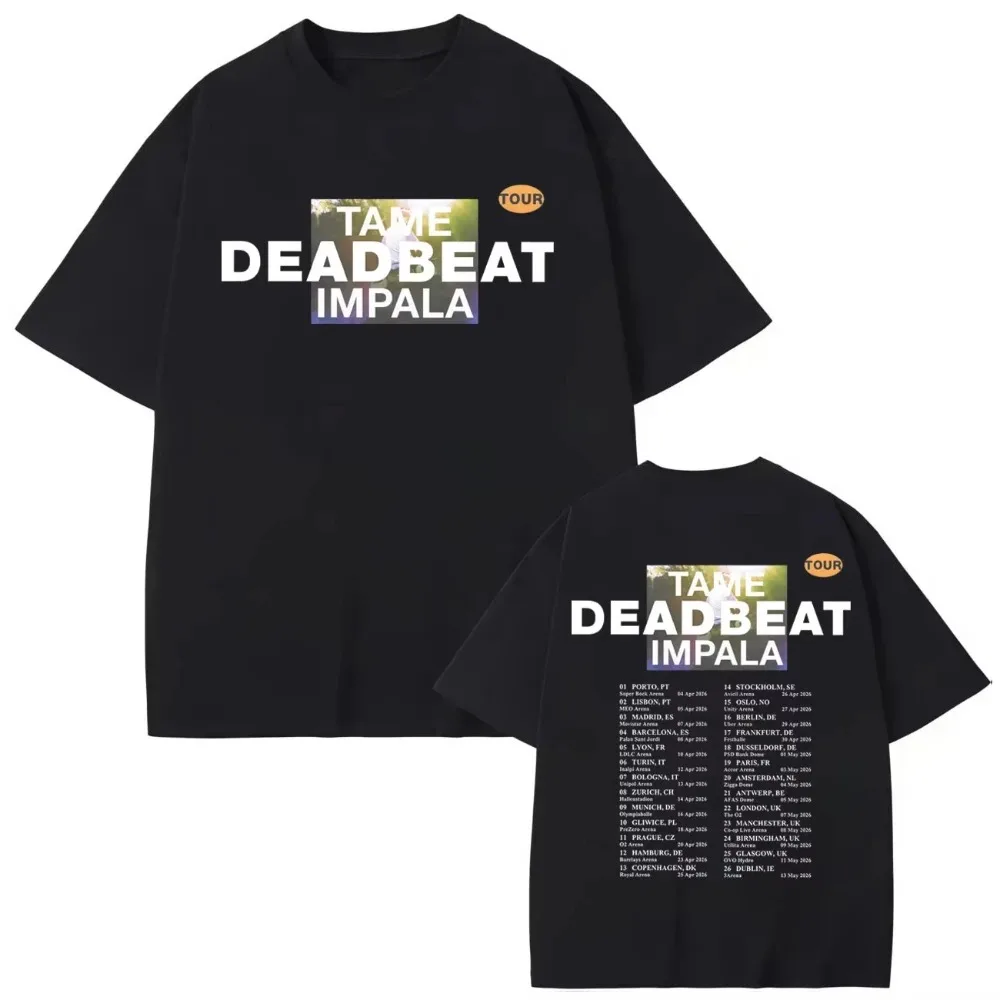 Camisetas informales holgadas de algodón para hombre y mujer, camisetas de moda para hombre y mujer, camiseta de manga corta de Rock, Tame Impala Tour 2026