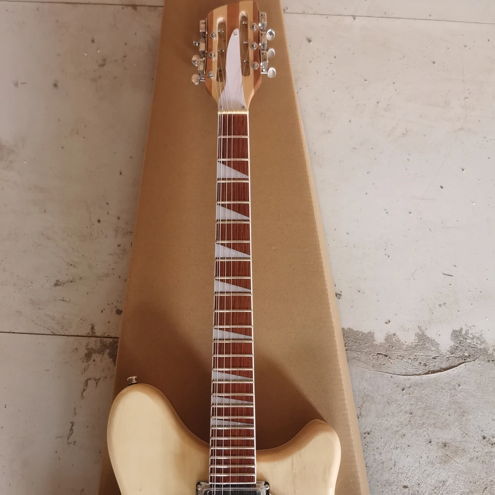 Rickenbacker 360 electric guitar, semi-hollow original wood varnish, 12 string guitar, 5 splice neck