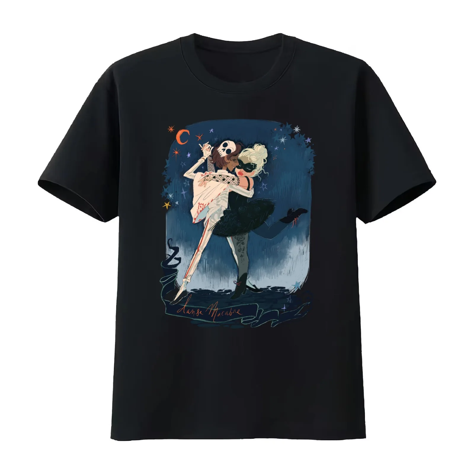 Danse Macabre T-Shirt Summer Casual Cotton Tee Oversized Streetwear Tops Vintage Graphic Print Loose Fit Short Sleeve