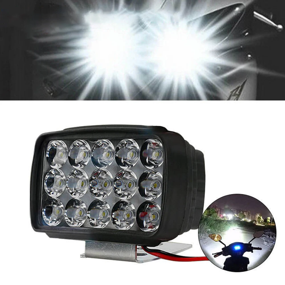 Motorcycle LED Headlight Spot Light 15LEDs 9V-85V DC 6000-6500K White 2000LM ABS Plastic high brightness LED chip for motorcycle