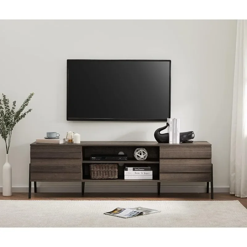 Mid-Century Modern TV Stand for TVs Up To 75 in Flat Screen Wood TV Console Media Cabinet with Storage, Home Entertainment Cente