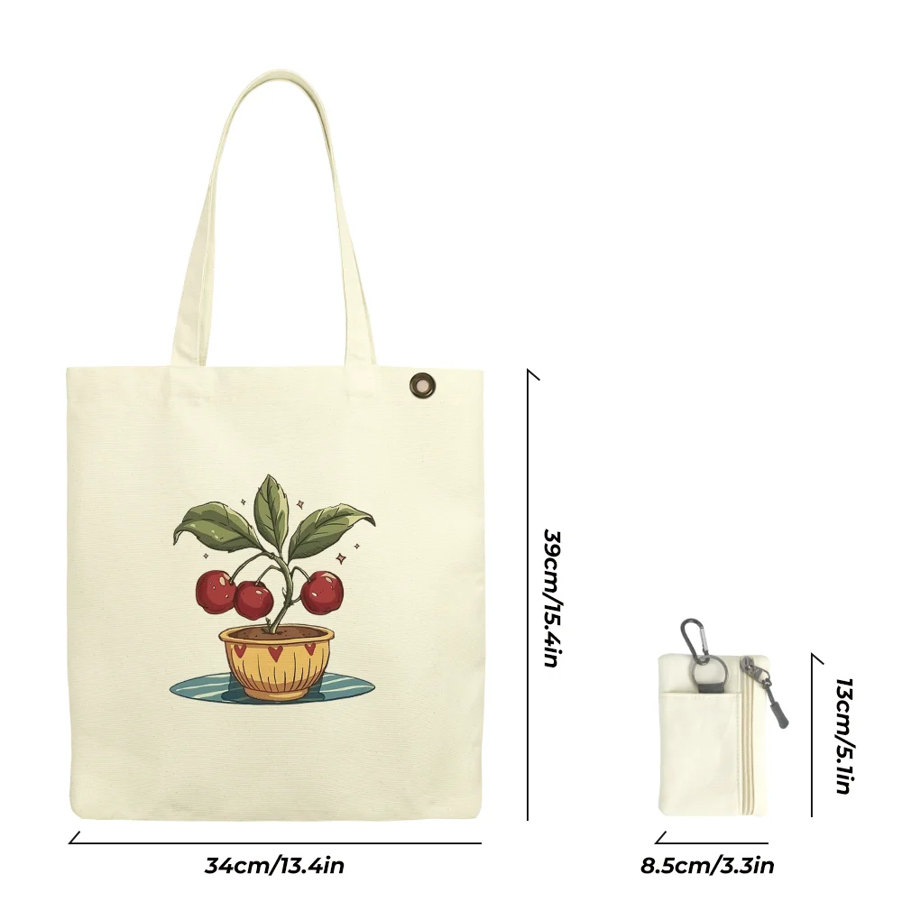 Printed Tote Bag, Canvas Large Capacity Shoulder Bag with Mini Coin Purse, Handbag for School, Shopping ,Daily Commute