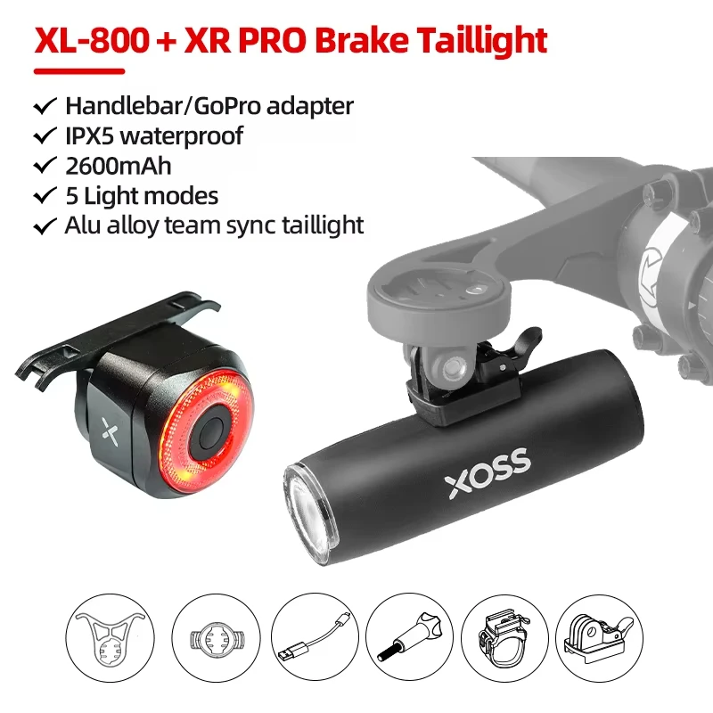 XOSS XL400/800/1200 fietslicht Aluminium koplamp voor Fiets Oplaadbare MTB Voorlamp Koplampen Fiets Accessoires - afbeelding 1