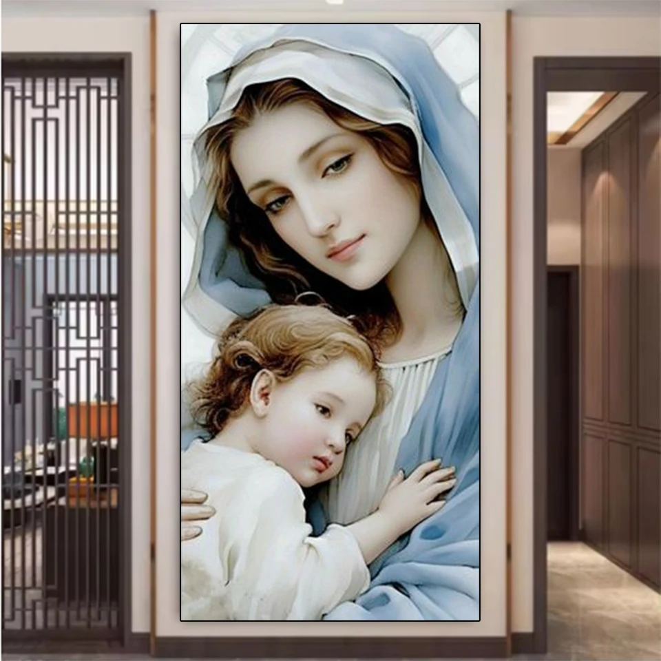 

2025 New Virgin Mary, Mother of Jesus Diamond Painting Kit 5D DIY Diamond Embroidery Cross Embroidery Home Decoration Gift