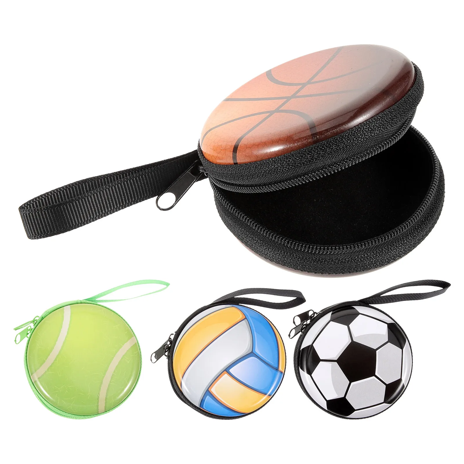 

4Pcs Lovely Ball Theme Coin Purse Portable Change Storage Box Durable Reusable Zipper Case for Small Gifts Candies Kids