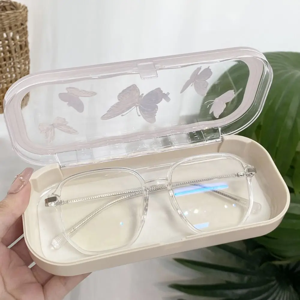 الإبداعية البلاستيك Bowknot نظارات حالة زهرة شفافة النظارات الشمسية صندوق تخزين النظارات المحمولة مرئية واقية