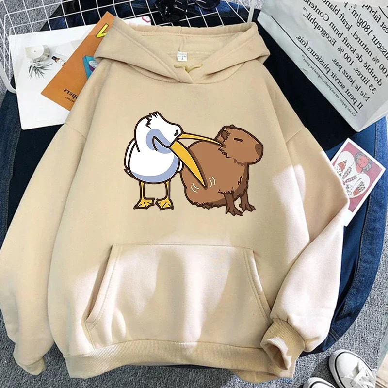 

Kawaii Capybara Hoodies Women/Men Casual Long Sleeve Sweatshirts Oversized Fashion Pullovers Girls Cartoon Short Sleeve Clothes