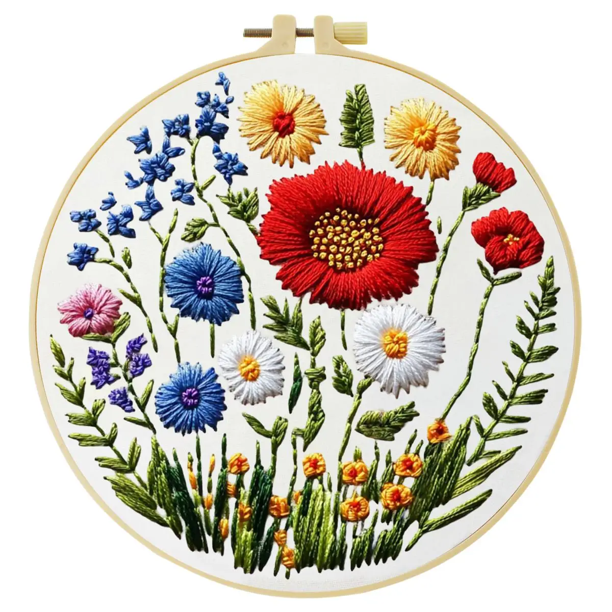 1 Stück 20X20CM/15X15CM 7,87/6,3 Zoll Blumen-Stickerei-Starter-Kit DIY-Kit DIY-Stickerei-Set Handarbeiten Nähkunst Heimdekoration – Detail 3