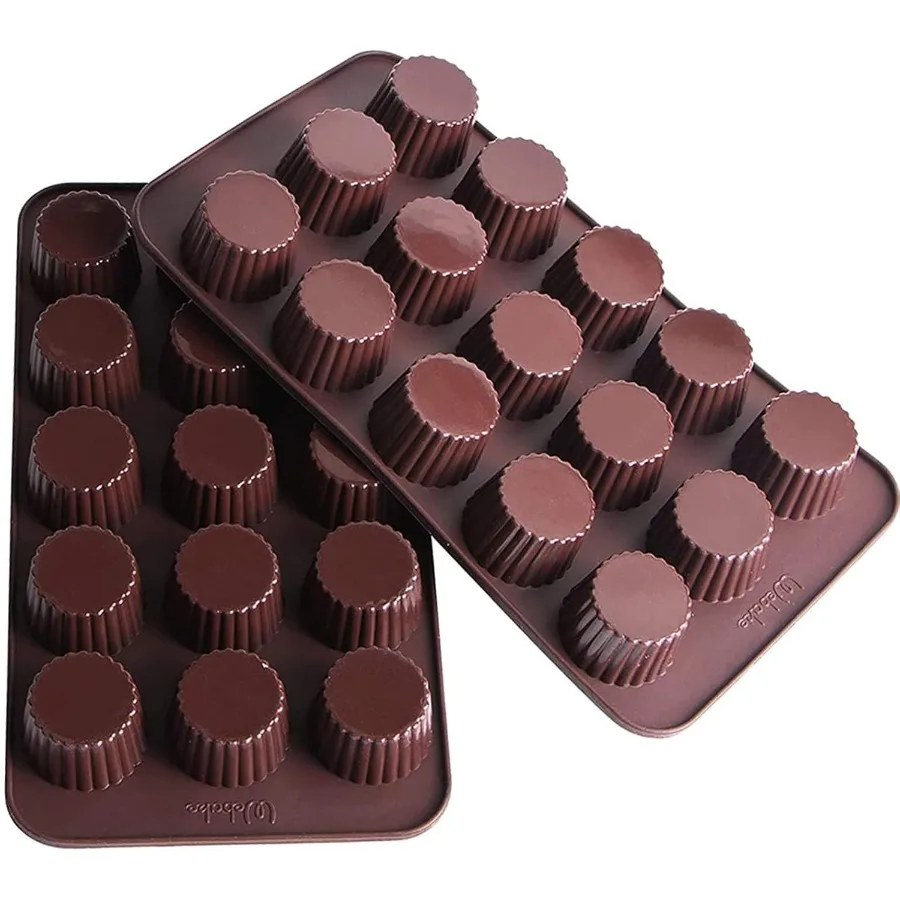 

Chocolate Candy Molds Silicone Baking Mold for Sck Size Peanut Butter Cup Jello Keto Fat Bombs and Cordial Pack of 2