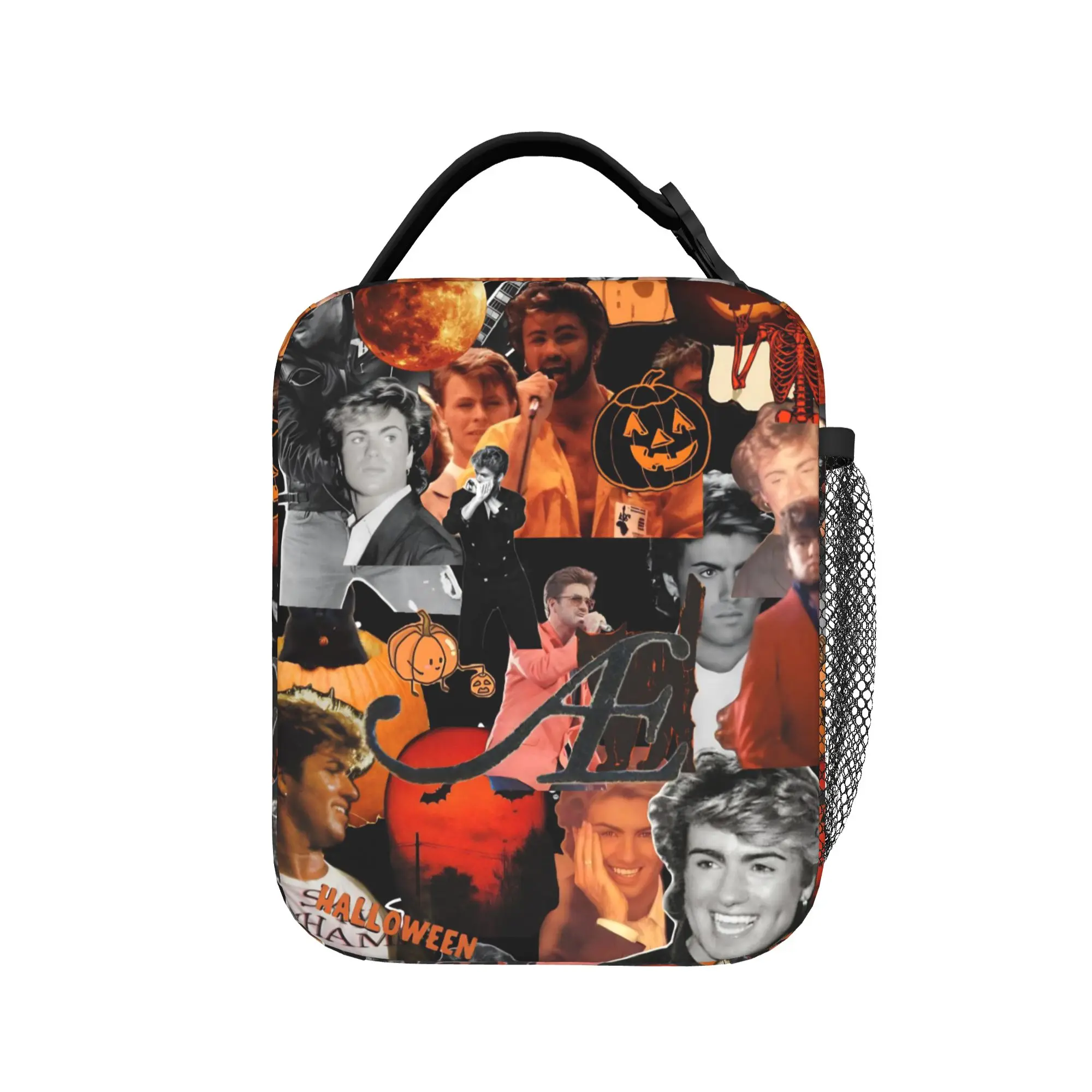 George Michael British Singer Lunch Bag  Office Lunch Box For Girls Funny Graphic Tote Food Bags Oxford Portable Cooler Bag
