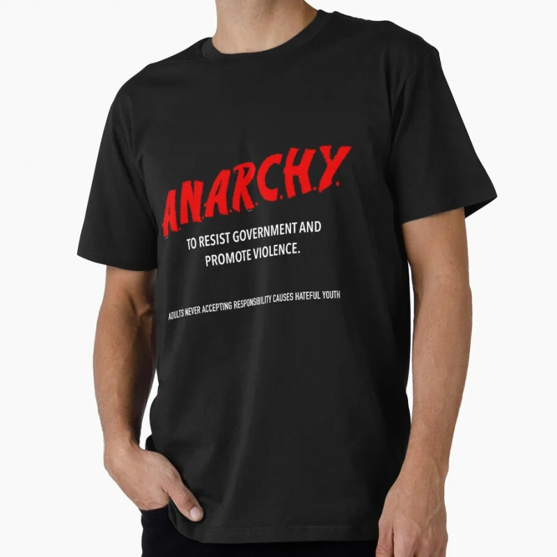 

A.N.A.R.C.H.Y. Funny Anarchy Gift t shirt for man Anarchism Graphic Clothes 100% cotton Anarchist print Tee All size Tops S-6XL