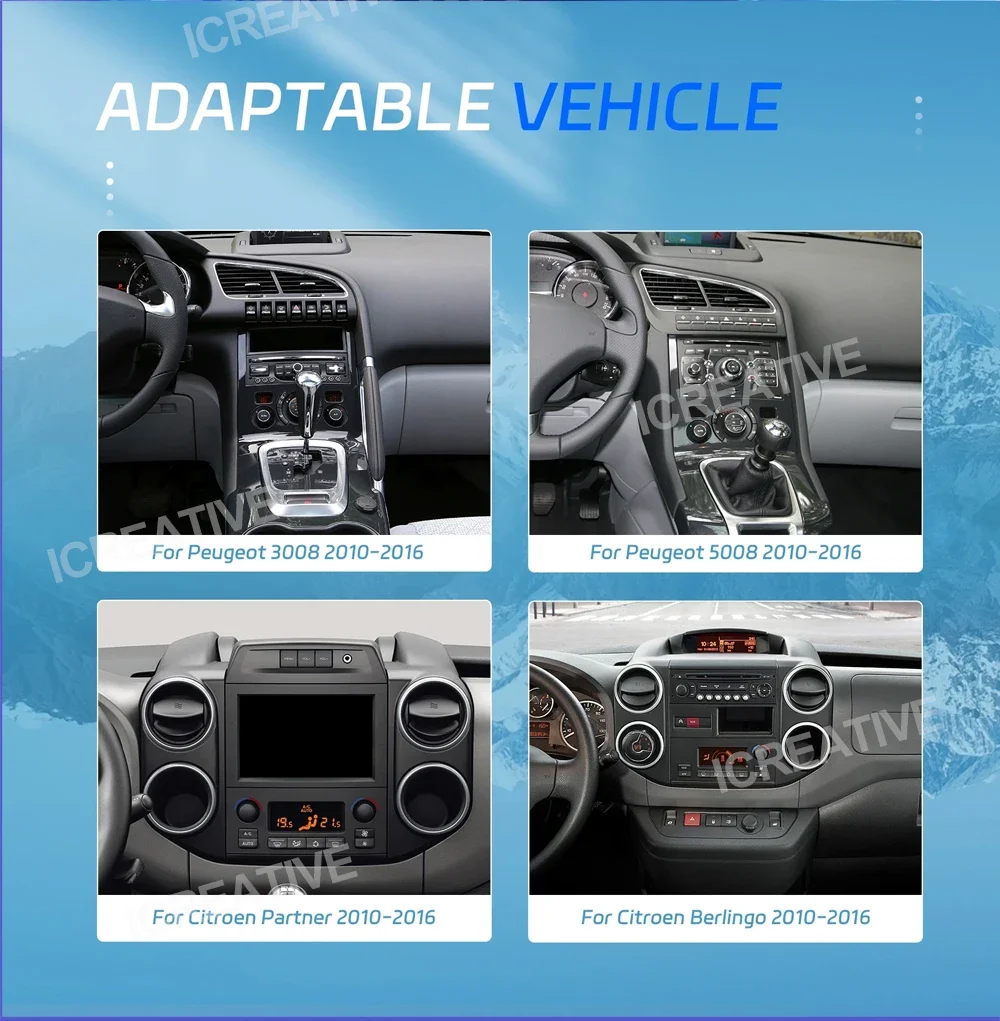 Android Radio Multimedia Player CarPlay Android Auto For Peugeot 3008/5008/Partner/Citroen Berlingo 2010-2016 Autoradio Stereo