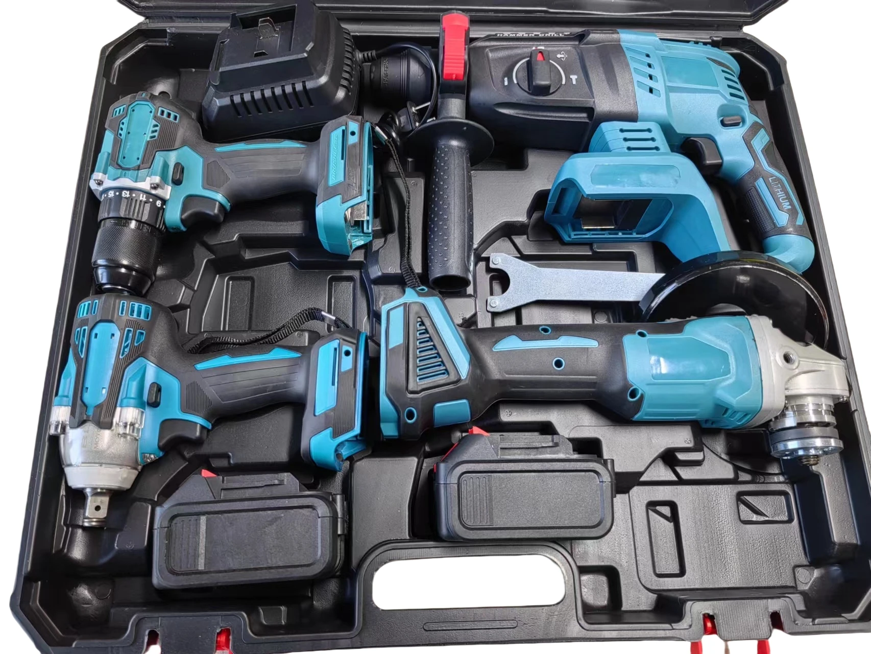 OEM настраиваемый набор из четырех предметов, полный беспроводной электроинструмент «сделай сам», включая аксессуары для дрели с литиевой батареей