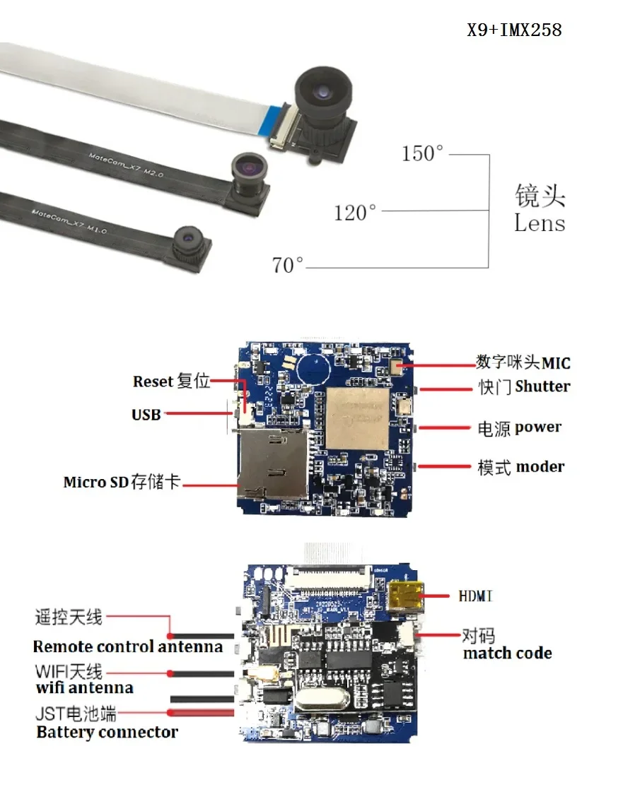 P2P WiFi โมดูลขนาดเล็ก14MP 4K ตรวจจับการเคลื่อนไหว60FPS ซูมดิจิตอลเลนส์รูเข็ม X9กล้องขนาดเล็กแบบ DIY