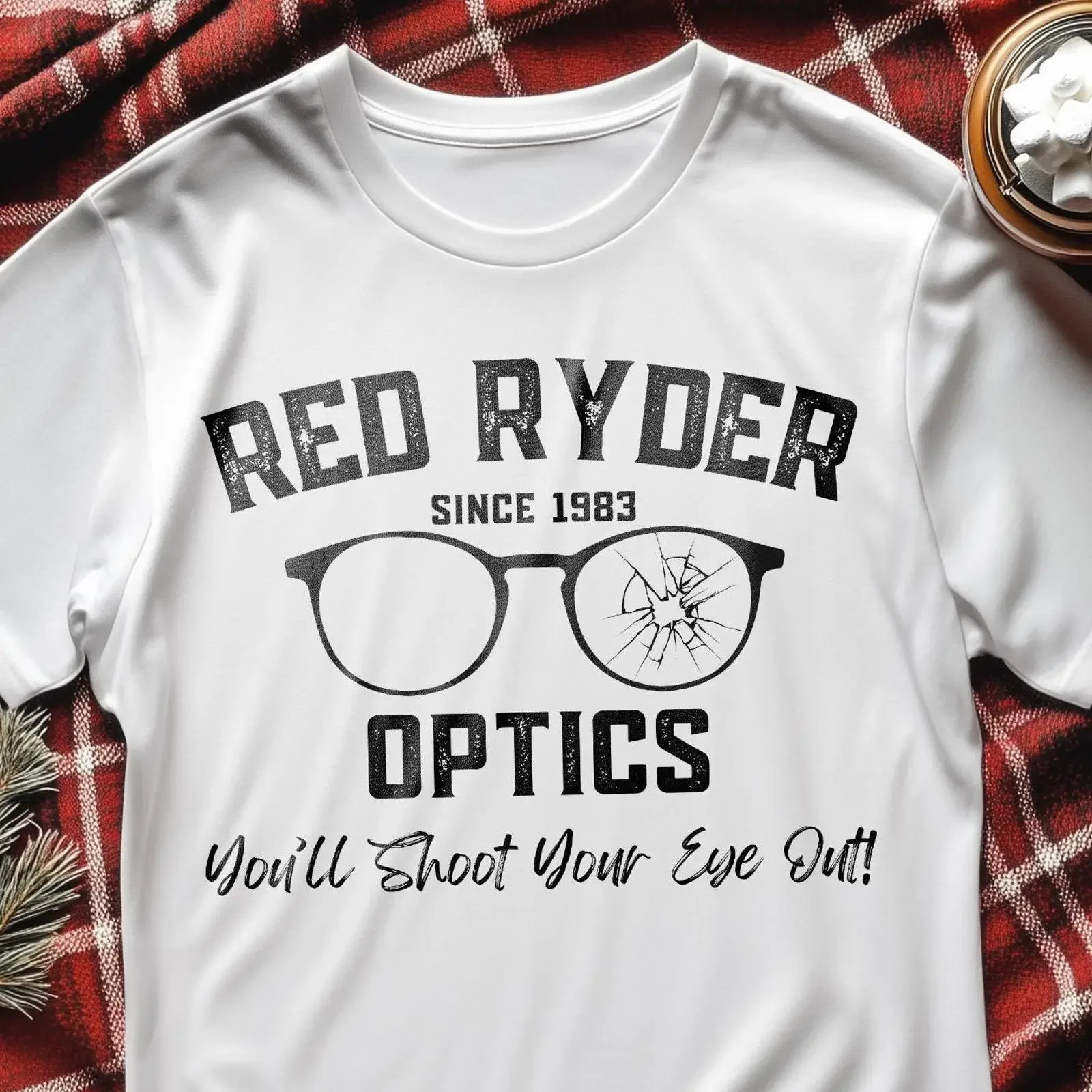 Red Ryder Optics T Shirt A Christmas Story Funny Family vintage Washed Breathable homme Casual Soft Unisex Stylish streetwear