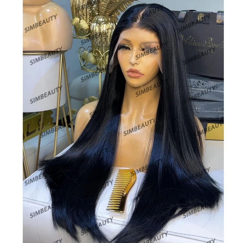 

Brazilian 100% Virgin Human Hair Wigs with Natural Hairline Glueless 250Density Silky Straight 13x4 Lace Front Wigs Baby Hair