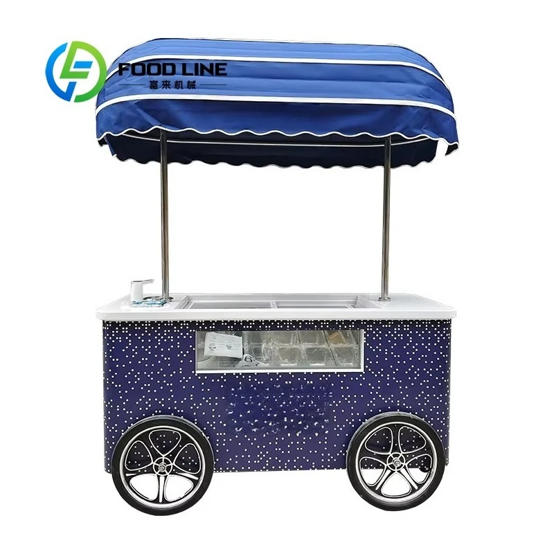 

Customized Mobile Multifunction Food Snack & Ice Cream Vending Cart for Commercial Street Fair Market Park & Event Sale