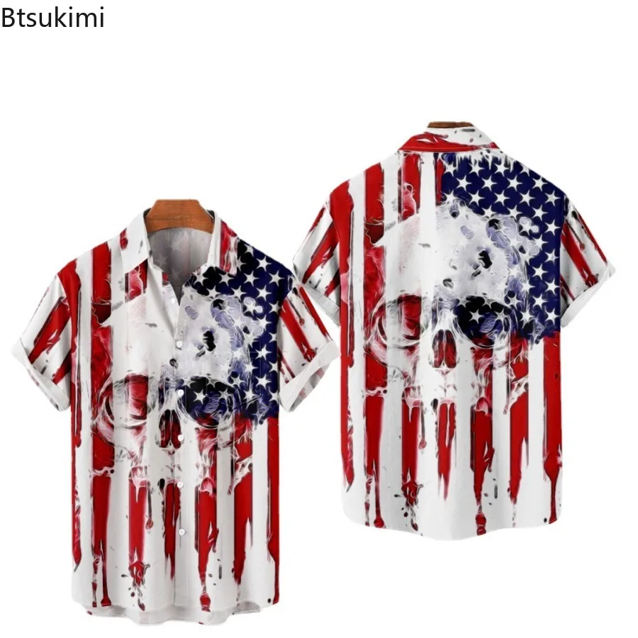 Summer Fashion 3D Print Shirts for Men Clothing 2025 Hawaiian Beach Shirt Casual Short Sleeve Y2K Tops Vintage Lapel Blouse Male