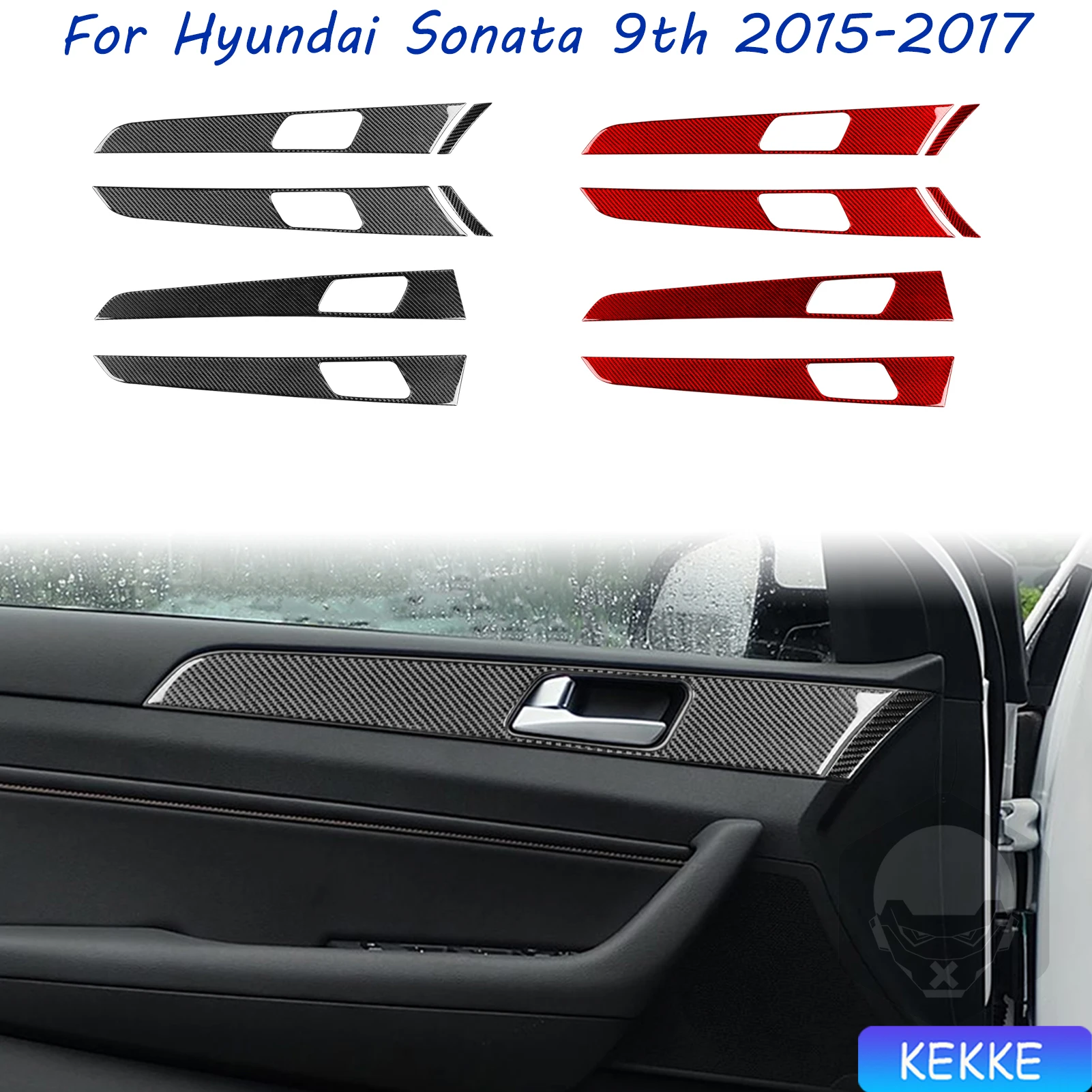 

For Hyundai Sonata 9 2015 2016 2017 Door Handle Panel Air outlet Real Carbon Fiber Sticker Car Interior Accessories