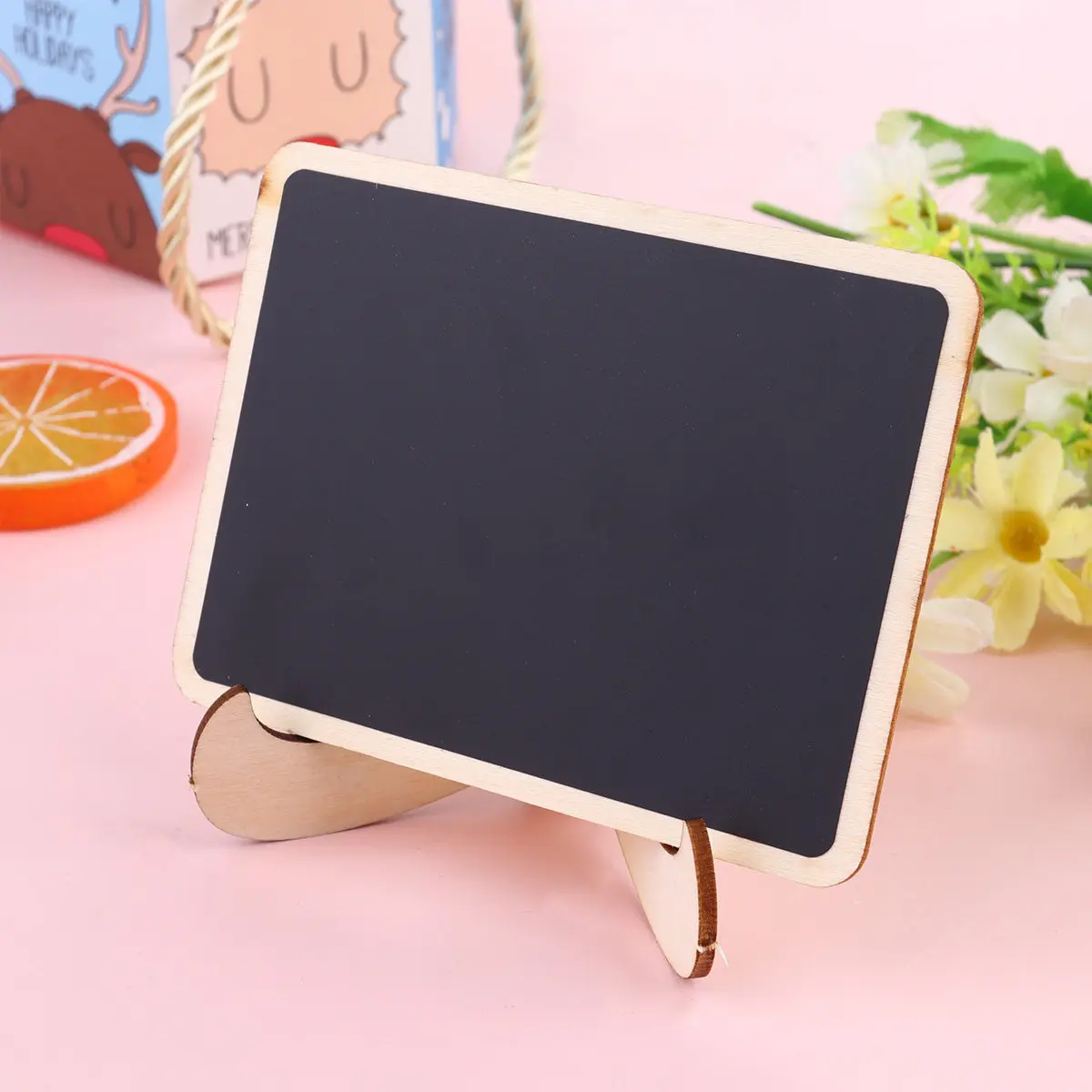 Blackboard Small Creative Mini Wooden Blackboard Price Message Photo Props Square Clip Painting Rack Herringbone Display