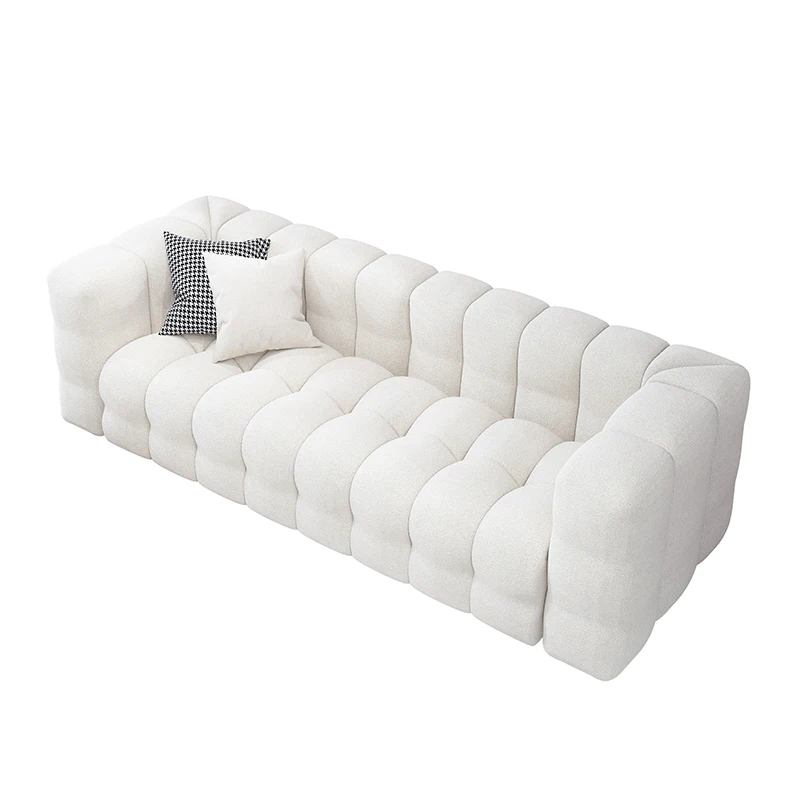 Francuska bawełna cukierkowa tkanina sztuka mała sofa salon w stylu Nordic kremowym designerska kaszmir jagnięcy podwójna trzyosobowa sofa