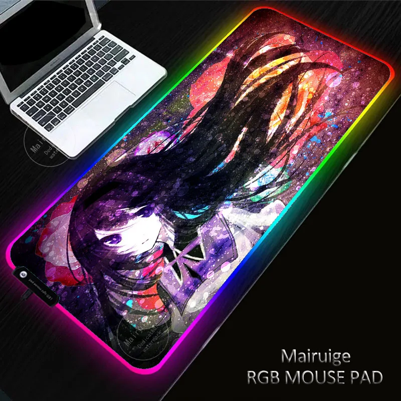 

Puella Magi Madoka Magica RGB Gaming Anime Large Mouse Pad Computer Gamer Mousepad Rubber No-slip Mat PC Laptop Keyboard Desk