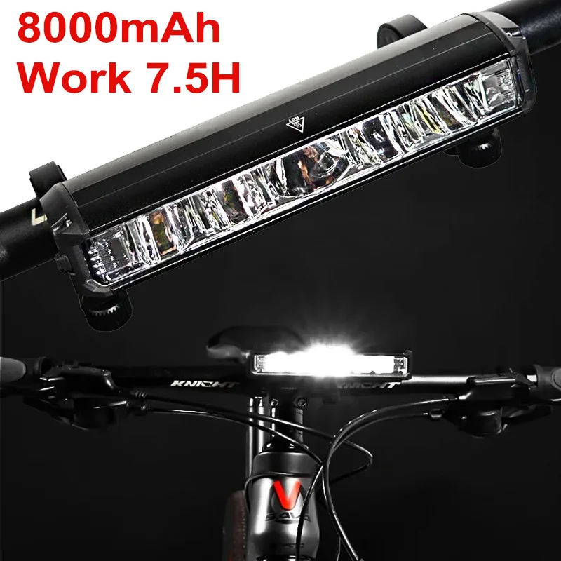 8000Mah Bike Front Light Aluminum Alloy Bicycle Headlight Waterproof Flashlight Usb Charge Mtb Lamp Road Cycling Accessories