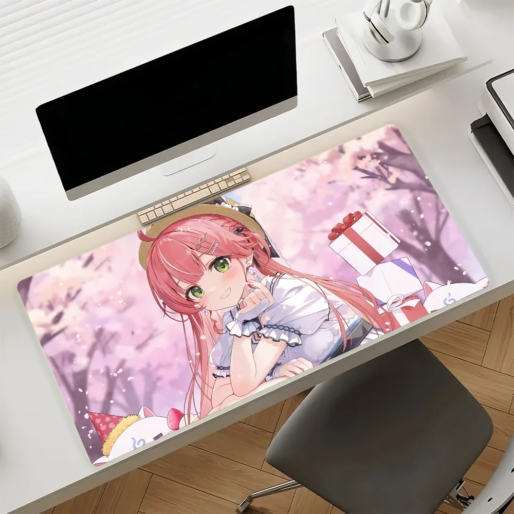 XXL Sakura Miko Gaming Mouse Pad Non-Slip Waterproof Stitched Desk Mat for PC Laptop Office Gift