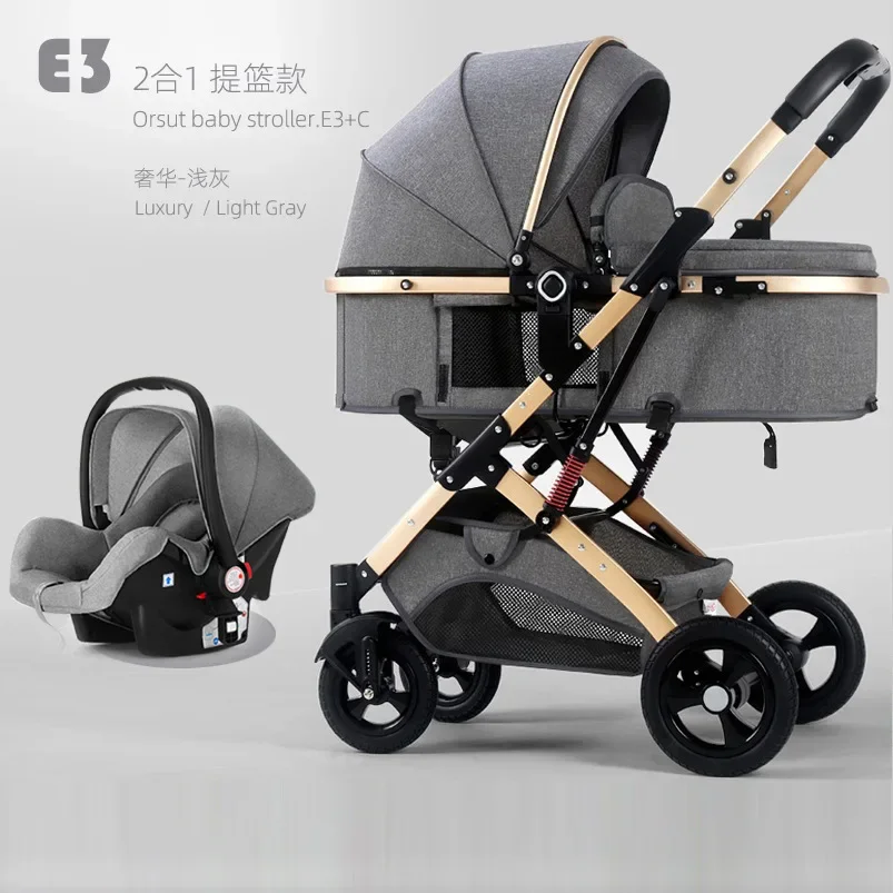 

EG256 Newborn Baby Stroller, Two-Way Reclining Pushchair, High Landscape Foldable Carriage, Multi-Function Baby Stroller