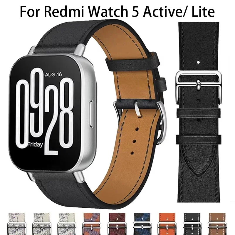 Leather Strap for Redmi Watch 5 Lite/ Active/ Redmi Watch 5 Xiaomi Watch S4 Bracelet for samsung Galaxy 7 6 5 4 3 20mm 22mm Band