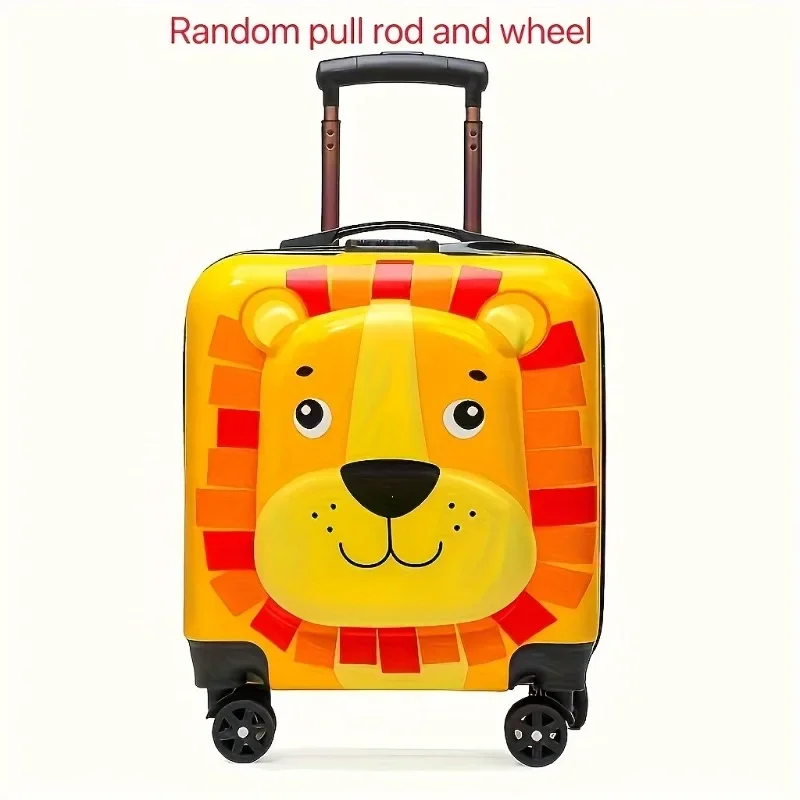 18-Inch Cute Cartoon Trolley Case-Durable ABS+PC, Spinner Wheels, Zip Closure, Combination Lock - Perfect for Travel & Carry-On