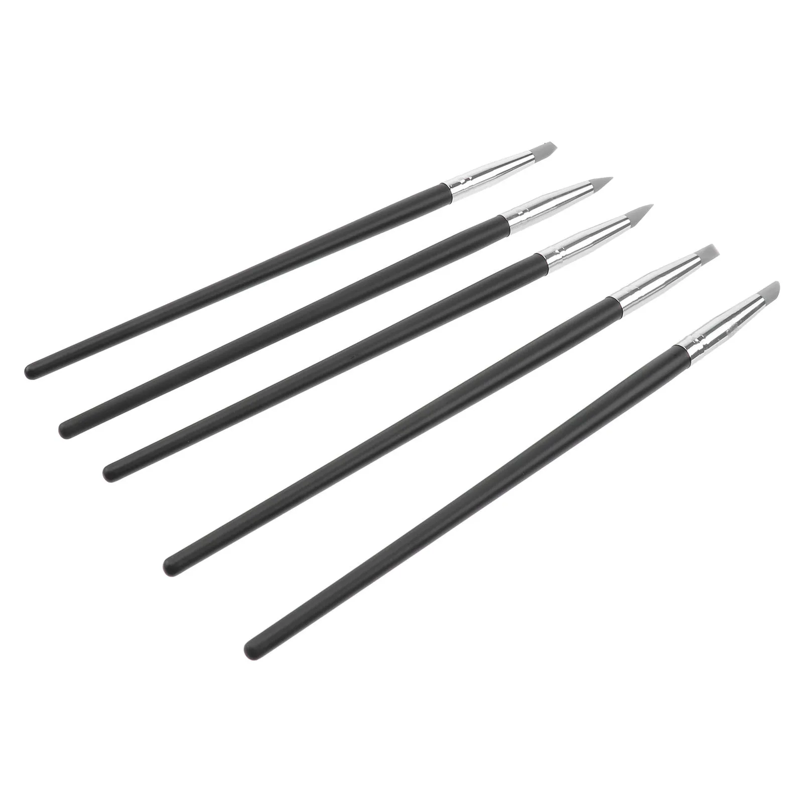 5Pcs Silicone Clay Nail Art Tools Lightweight Plastic Nylon Painting Shaping Sculpture Craft Brushes Precise Control Modelling