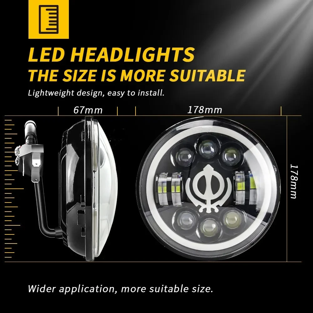 7 Inch Car LED Headlight Assembly for Motorcycle Headlamp Projector Angle Eye with DRL Turn Signal Led Headlight Housing Bucket