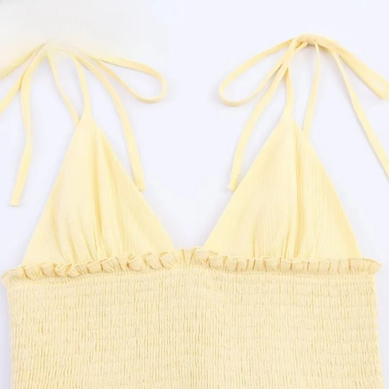 

Faionable Women's Top with Ruffle oulder Tie Beehive Pattern Splice ort Length Sexy Sle Summer New Arrival 2025