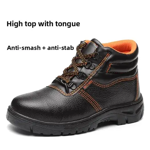 Men's Safety Shoes Anti-impact Puncture Resistant Construction Site Shoes Slip-On Comfortable Work Boots Chinese Brand