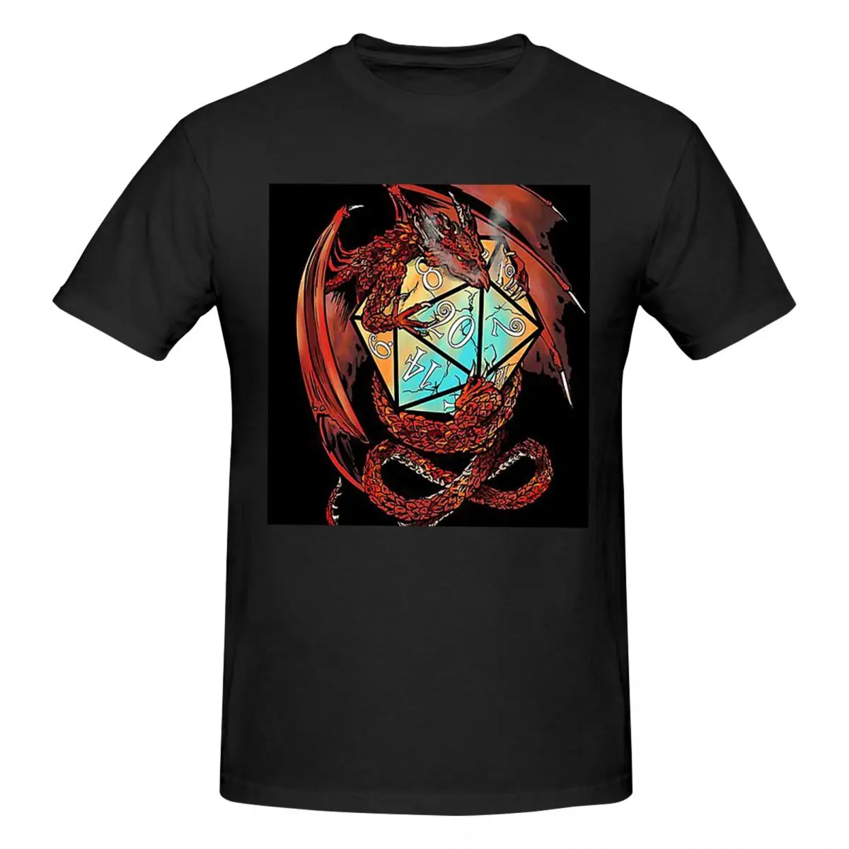 

Red Dragon Dice Men T-Shirt Funny Plus Size T Shirts Men's Crew Neck Cotton Tees Short Summer Male