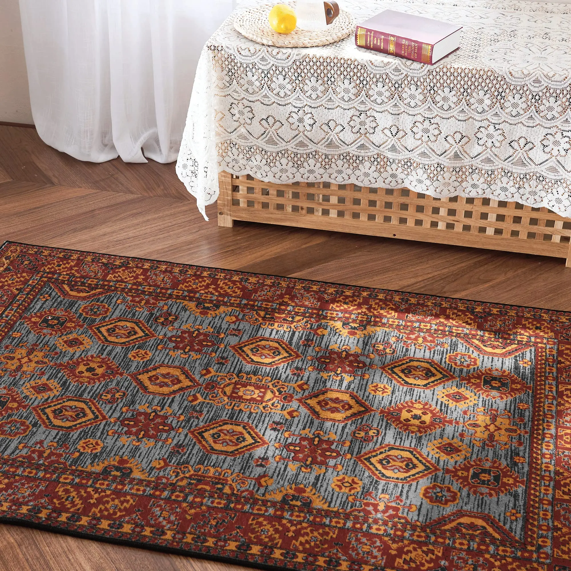 Doorway Rug Vintage for Entryway Patterned Soft Noise Reduce Area Rug for Under Kitchen Table Dining Bedroom Washable