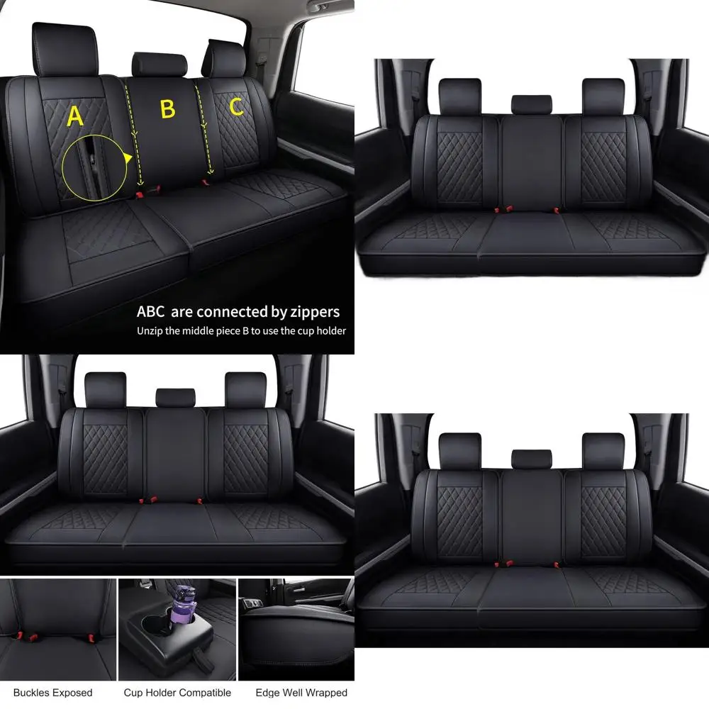 

2007-2021 Tundra Waterproof Faux Leather Seat Covers for SR5, Platinum, TRD PRO, Crew/CrewMax/Extended Cabs - Black Rear