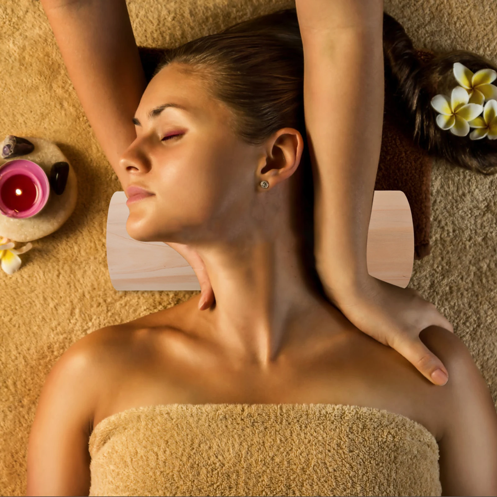 

Solid Wood Neck Pillow Sauna Room Cervical Support Moderate Size Comfortable Steam Room Relaxation Wooden Pillow for Neck Pain