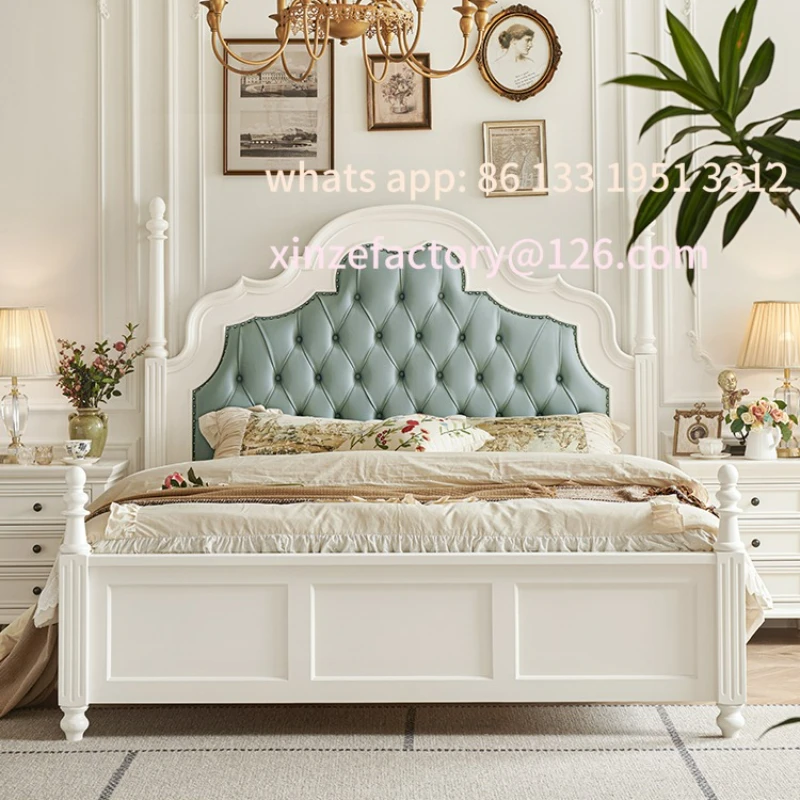 

Customizable bed Cream wind white master bedroom 1.8 double bed 2m furniture