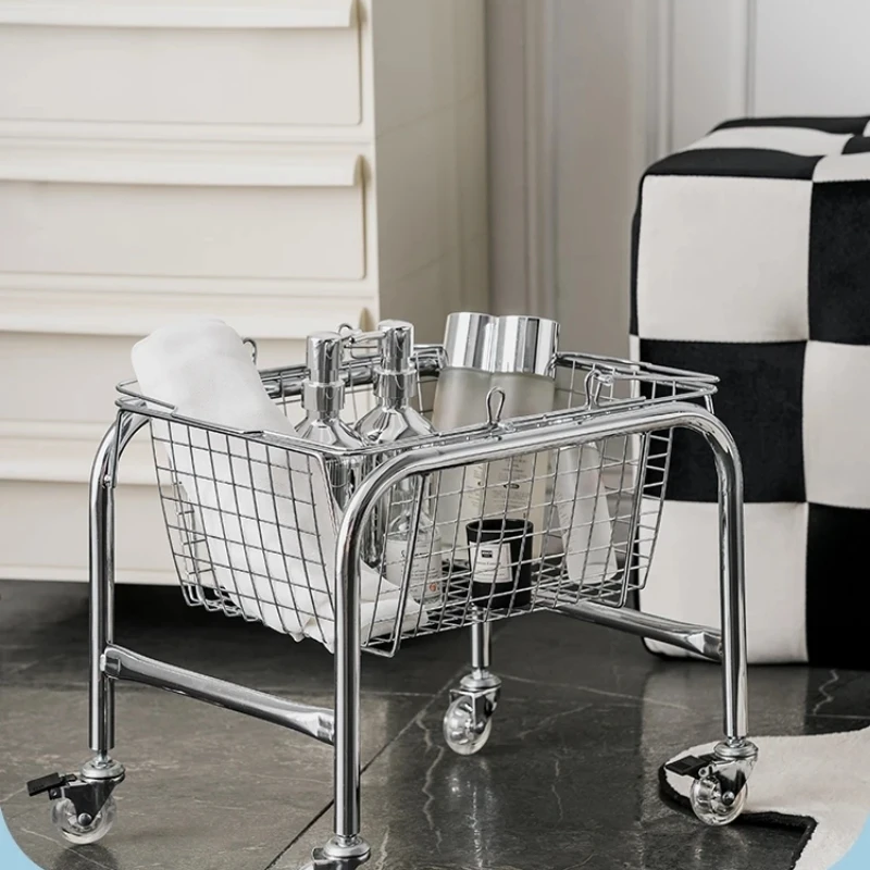 

Modern Minimalist Metal Coffee Table Nordic Movable Trolley for Living Room Creative Corner Table and Sofa Side Table